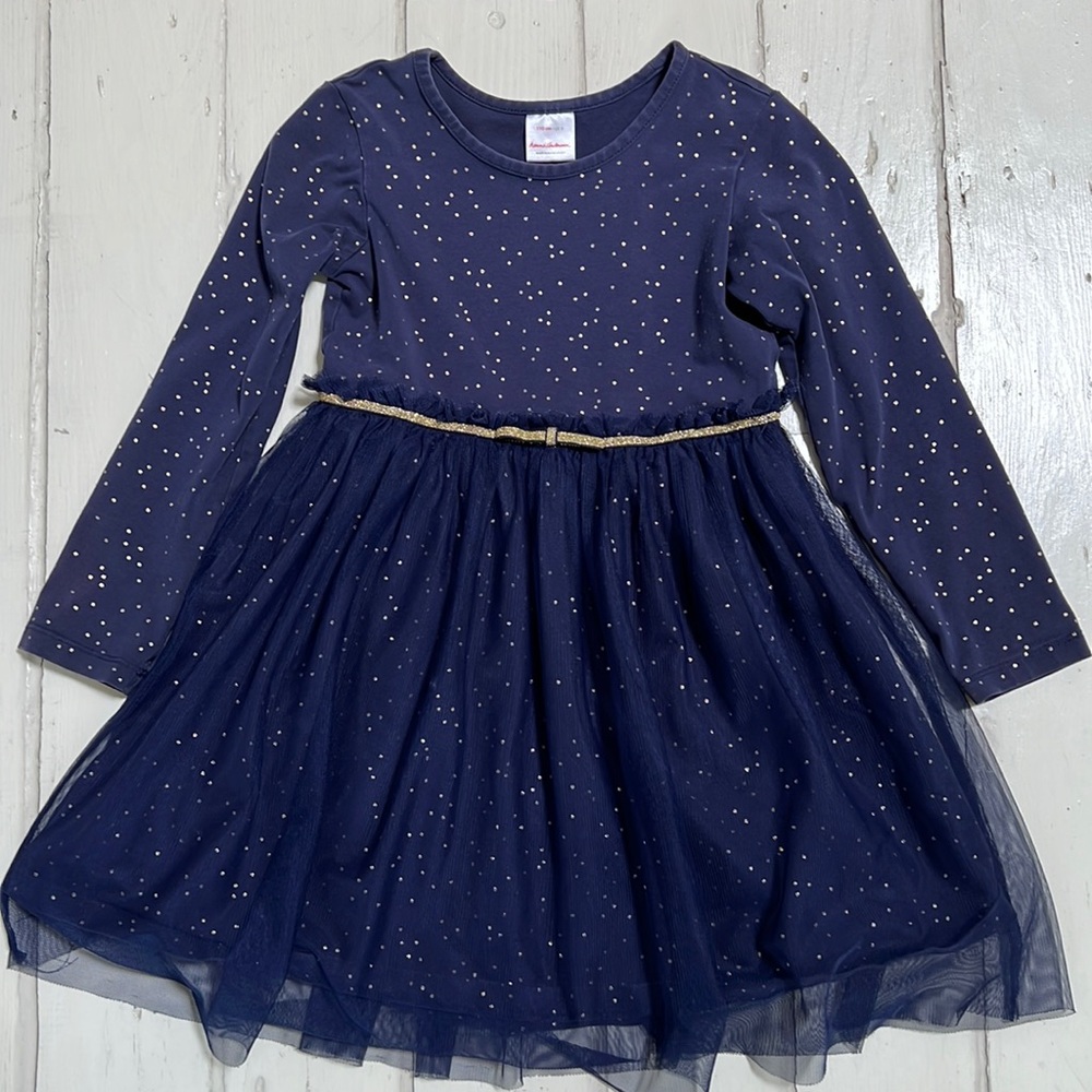 Hanna Andersson Navy Tulle Night Sky Dress 110 Sz 5